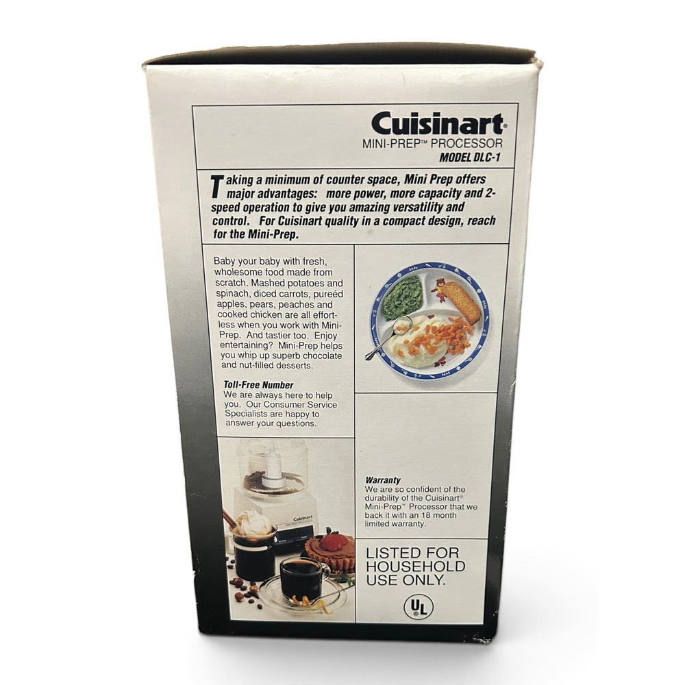Vintage Cuisinart Mini Prep Food Processor DLC-1 Complete In Box New Old Stock - Picture 12 of 14